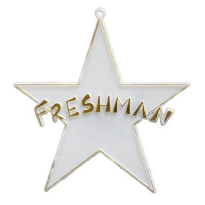 Freshman Star - 4" - White/Metallic Gold - 12 pc. pkg.