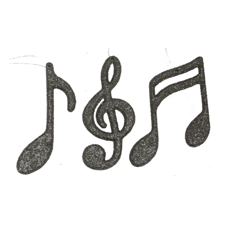 Glitter Music Note - 4" - Black - 1 pc. pkg. - 3 asst. styles