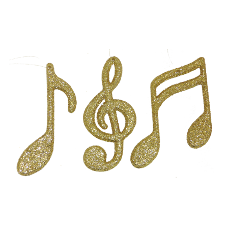 Glitter Music Note - 4" - Gold - 1 pc. pkg. - 3 asst. styles