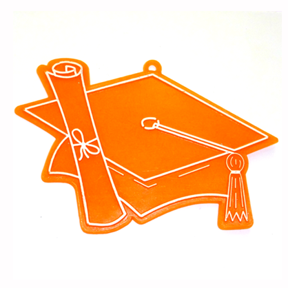 Graduation Cap - 3.75" - Orange/White - 2 pc. pkg.