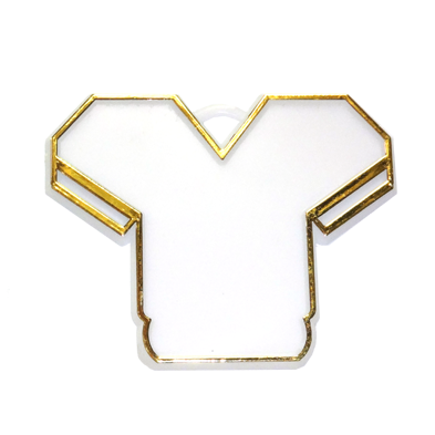 Jersey Charm - 2.75" - White/Metallic Gold - 2 pc. pkg.
