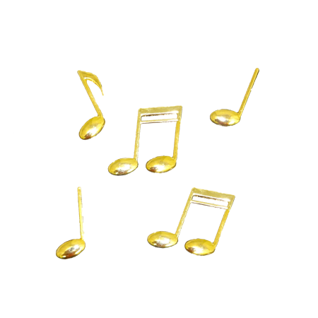 1" Music Notes- Metallic Gold - 6 pc. pkg. - 3 styles per pkg.