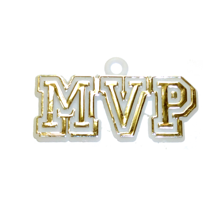 MVP Charm - 2" - White/Metallic Gold - 2 pc. pkg.