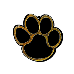 Paw Print Charm - 2" - Black/Gold - 12 pc. pkg.