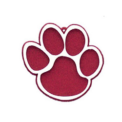 Paw Print Charm - 2" - Burgundy/White - 2 pc. pkg.