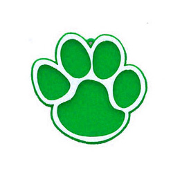 Paw Print Charm - 2" - Emerald/White - 12 pc. pkg.