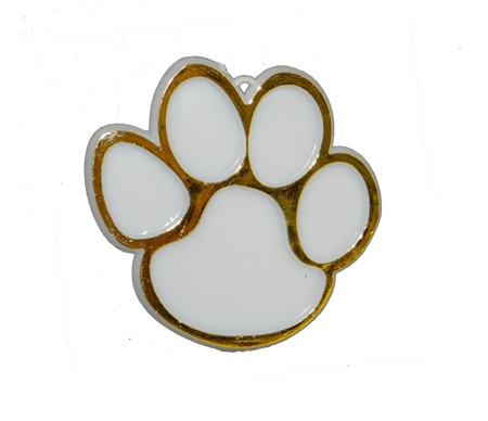 Paw Print Charm - 2" - White/Metallic Gold - 12 pc. pkg.