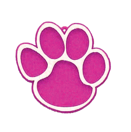 Paw Print Charm - 2" - Hot Pink/White - 2 pc. pkg.