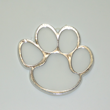 Paw Print Charm - 2" - White/Metallic Silver - 2 pc. pkg.