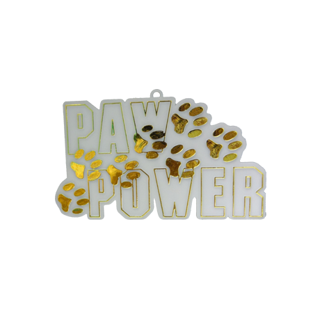 Paw Power Charm - 4" - White/Metallic Gold - 1 pc. pkg.