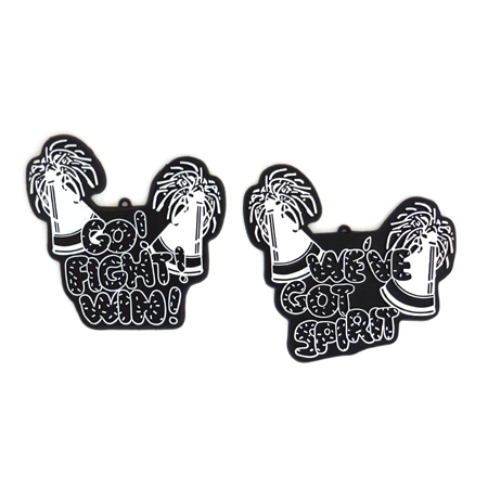 Pom Pom Megaphone - 3" - Black/White - 2 styles per pkg.