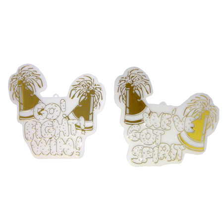 Pom Pom Megaphone - 3" - White/Metallic Gold - 2 styles per pkg.