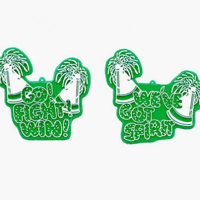Pom Pom Megaphone - 3" - Emerald/White - 2 styles per pkg.
