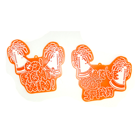 Pom Pom Megaphone - 3" - Orange/White - 2 styles per pkg.