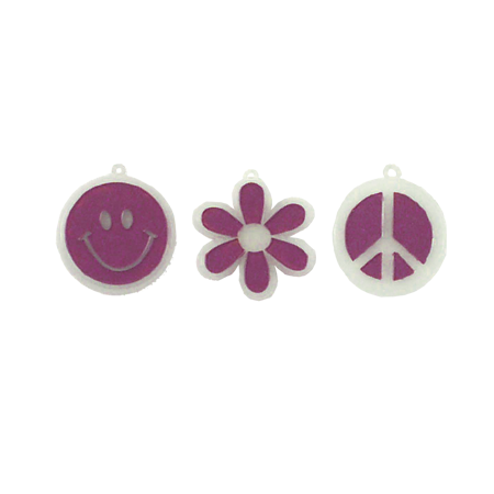 Retro Charms Asst. - 1.25" - Nite Glow/Burgundy - 3 pc. pkg.