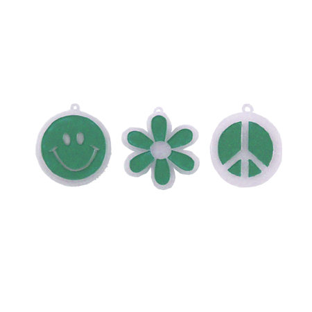 Retro Charms Asst. - 1.25" - Nite Glow/Emerald - 3 pc. pkg.