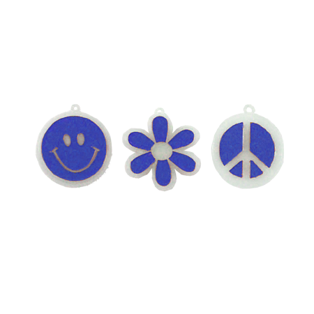 Retro Charms Asst. - 1.25" - Nite Glow/Royal - 3 pc. pkg.