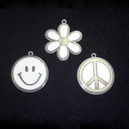 Retro Charms Asst. - 1.25" - Nite Glow/White- 3 pc. pkg.