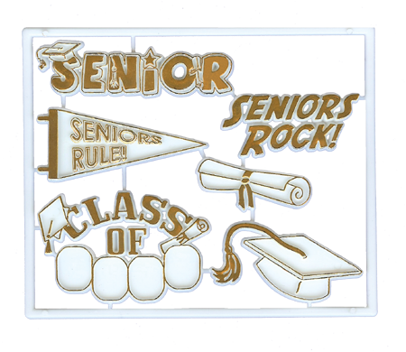Senior Charm Pack - White /Metallic Gold - 6 pc. pkg.