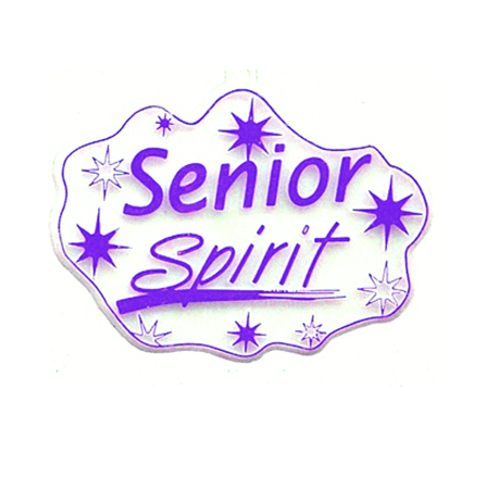 Senior Spirit Charm - 3.5" - White/Purple - 1 pc. pkg.
