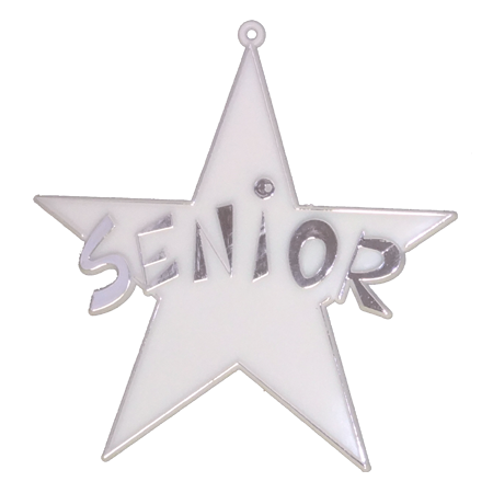 Senior Star - 4" - White/Metallic SIlver - 12 pc. pkg.