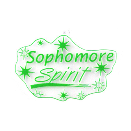 Sophomore Spirit Charm - 3.5" - White/Emerald - 1 pc. pkg.