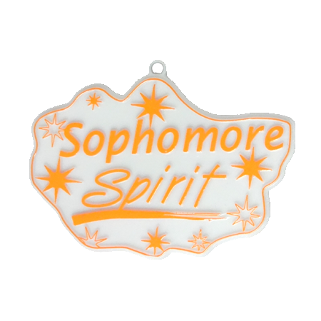 Sophomore Spirit Charm - 3.5" - White/Orange - 1 pc. pkg.