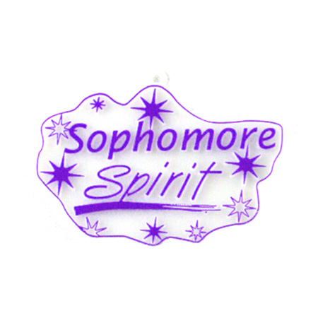 Sophomore Spirit Charm - 3.5" - White/Purple - 1 pc. pkg.