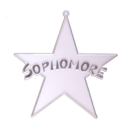 Sophomore Star - 4" - White/Metallic SIlver - 2 pc. pkg.