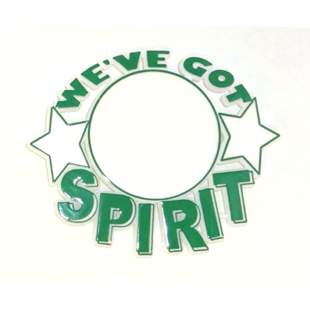 Spirit Badge with Pin Back - 3.5" - White/Emerald - 12 pc. pkg.