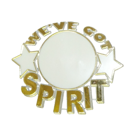 Spirit Badge with Pin Back - 3.5" - White/Metallic Gold - 12 pc. pkg.