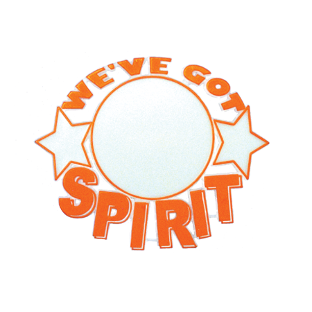 Spirit Badge with Pin Back - 3.5" - White/Orange - 1 pc. pkg.