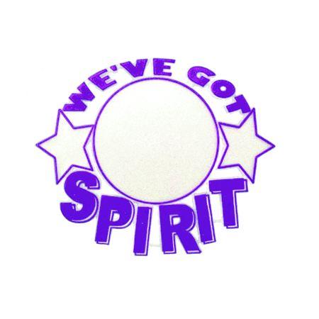 Spirit Badge with Pin Back - 3.5" - White/Purple - 1 pc. pkg.