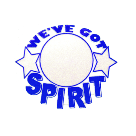 Spirit Badge with Pin Back - 3.5" - White/Royal - 1 pc. pkg.