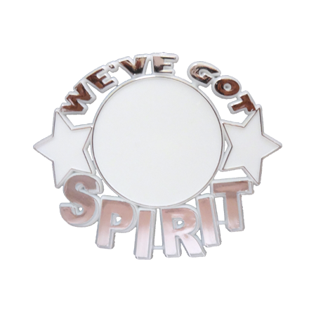 Spirit Badge with Pin Back - 3.5" - White/Metallic Silver - 1 pc. pkg.