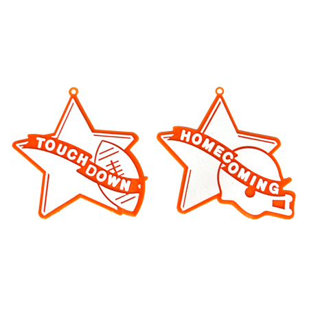 Star Duo Charms - 3.5" - Orange/White - 2 styles per pkg.