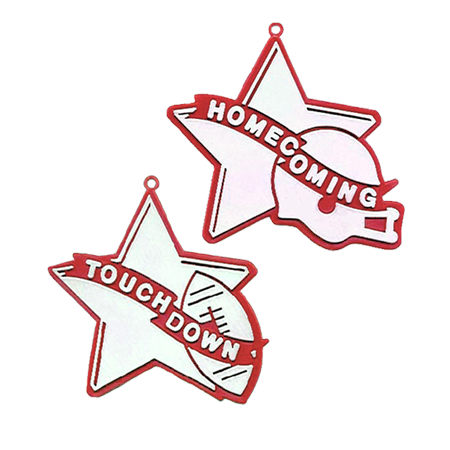 Star Duo Charms - 3.5" - Red/White - 2 styles per pkg.