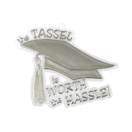 The Tassel is Worth the Hassle Charm - 3" - White /Metallic Silver - 2 pc. pkg.