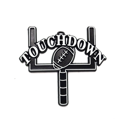 Touchdown Charm - 2" - Black/White - 2 pc. pkg.