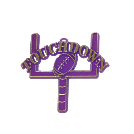 Touchdown Charm - 2" - Purple/Metallic Gold - 12 pc. pkg.