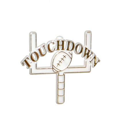Touchdown Charm - 2" - White/Metallic Gold - 12 pc. pkg.