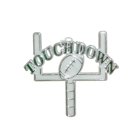Touchdown Charm - 2" - White/Metallic Silver- 2 pc. pkg.