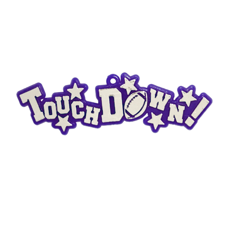 Touchdown Charm - 3.5" - Purple/Metallic Silver - 1 pc. pkg.