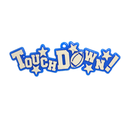 Touchdown Charm - 3.5" - Royal/Metallic Silver - 1 pc. pkg.