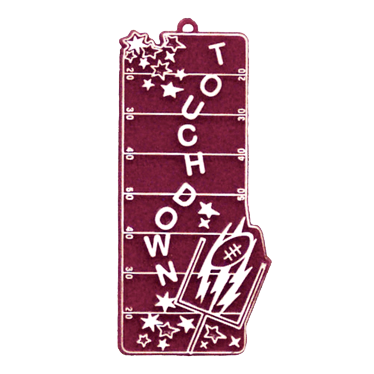 Touchdown Field Charm - 4" - Burgundy/White - 1 pc. pkg.