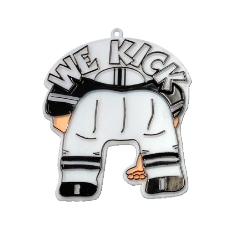 We Kick . . . Charm - 2.5" - White/Black - 2 pc. pkg.