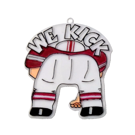 We Kick . . . Charm - 2.5" - White/Burgundy - 2 pc. pkg.