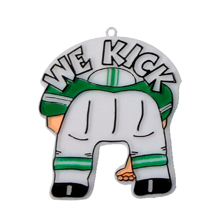 We Kick . . . Charm - 2.5" - White/Emerald - 2 pc. pkg.