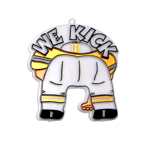 We Kick . . . Charm - 2.5" - White/Gold - 2 pc. pkg.