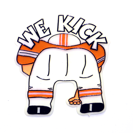 We Kick . . . Charm - 2.5" - White/Orange - 2 pc. pkg.